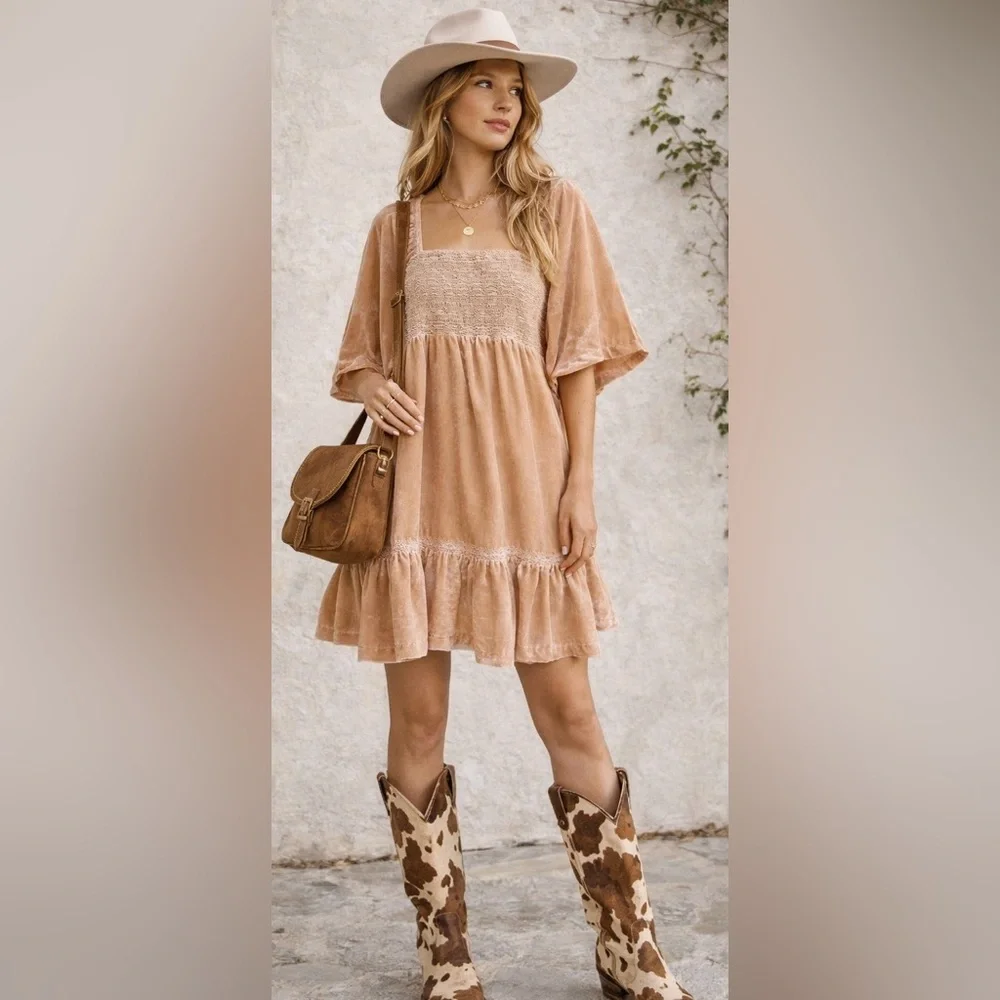 Free People Easy to Love Mini Dress | Coastal Cowgirl 🍑 Boho Soft Girl Coquette - Picture 2 of 9